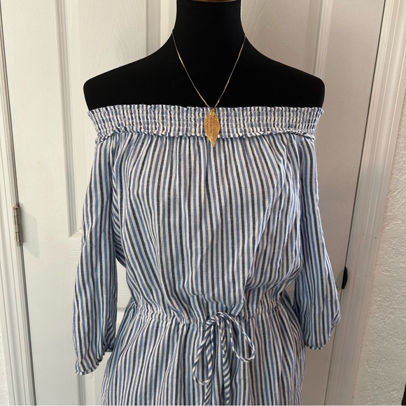 Tommy Hilfiger Blue and White Striped Midi Dress | Size SP - Picture 3 of 10